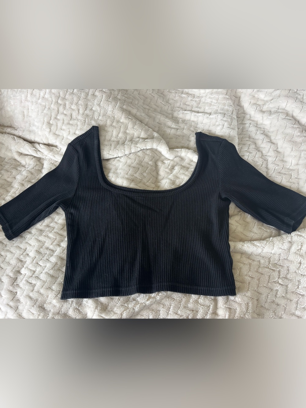 Oak + Fort Ribbed Swoop Neck Crop Top - Picture 2 of 3